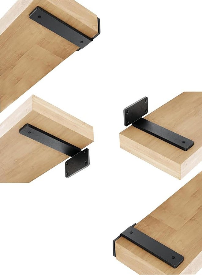 Sharpex Heavy Duty Shelf Bracket for Wall Shelves Angle Brackets with Screws | Decorative Corner Shelf Supporter Wall Rack-Powder Coated Angle Wall Metal Only Brackets Black (Pack of 4) - Image 1